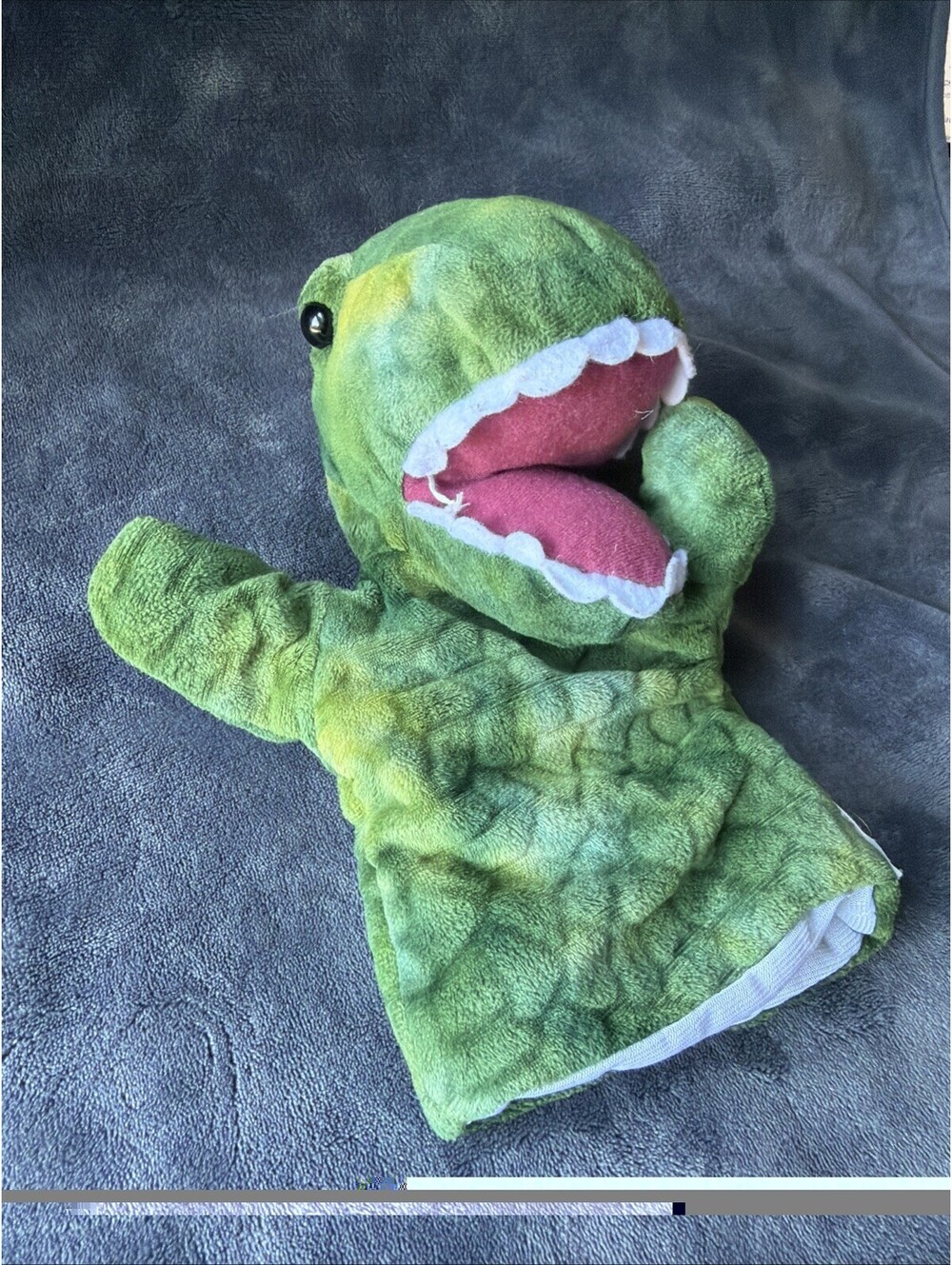 Books-A-Million BAM Green Dinosaur Hand Puppet Plush T-Rex Toy Pretend Play 10"
